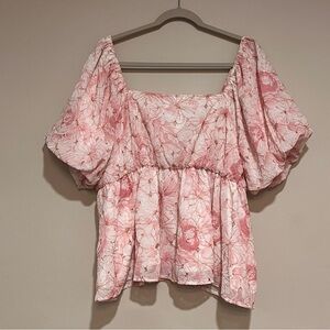 ChicSoul | Spring Romance Top Blouse eyelet embroidered Women’s size 1X babydoll
